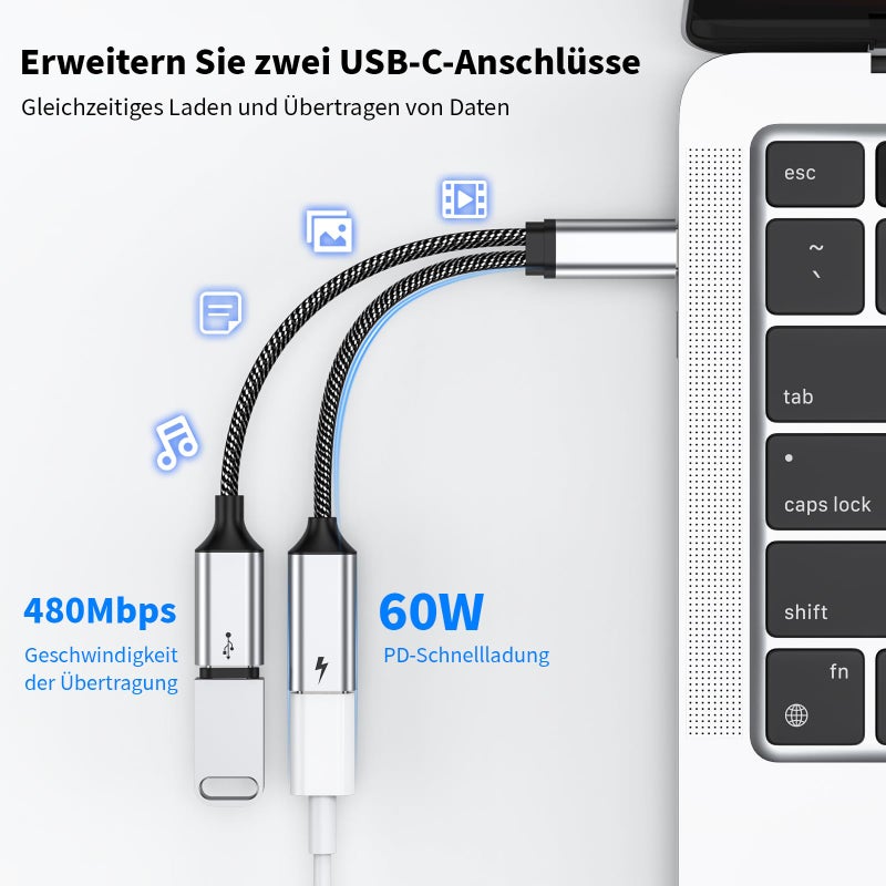 MOGOOD USB C Splitter Type C Y Splitter Cable(NOT for Monitor) C Male to 2USB-C Female Cord (Charging Split NOT Supported) Double USB C Port Hub for Mac,Xbox One,PS5,Quest3 - Image 3