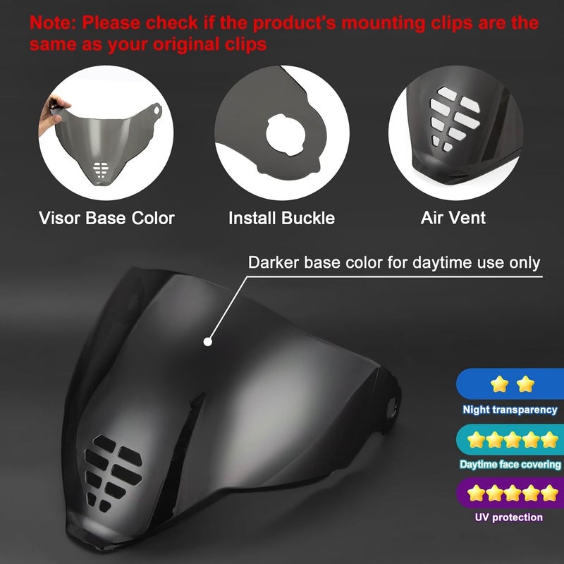 PSLER IC-06 Visor for Icon Airflite Motorcycle Helmet - Dark Black - Image 3