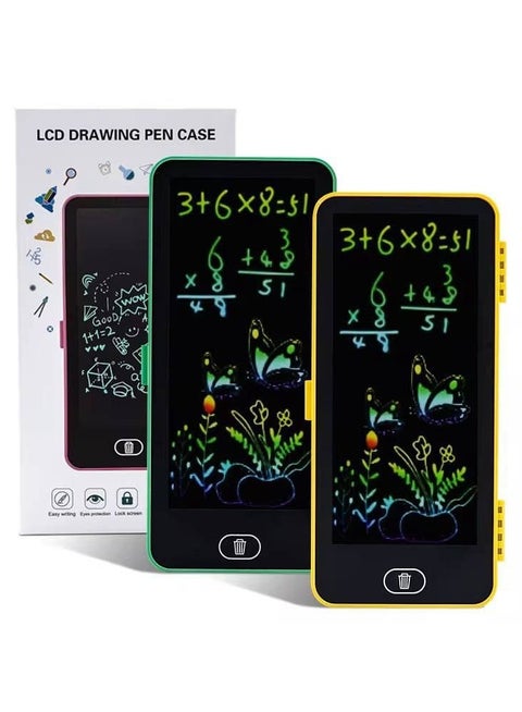 المقلمة 2*1 مقلمة و تابلت رسم  شاشه LCD  وقلم للرسم زر إزالة المحتوى  المقاس : ١٠*٢١ سم حافظة أقلام متعددة الوظائف مع لوحة كتابة