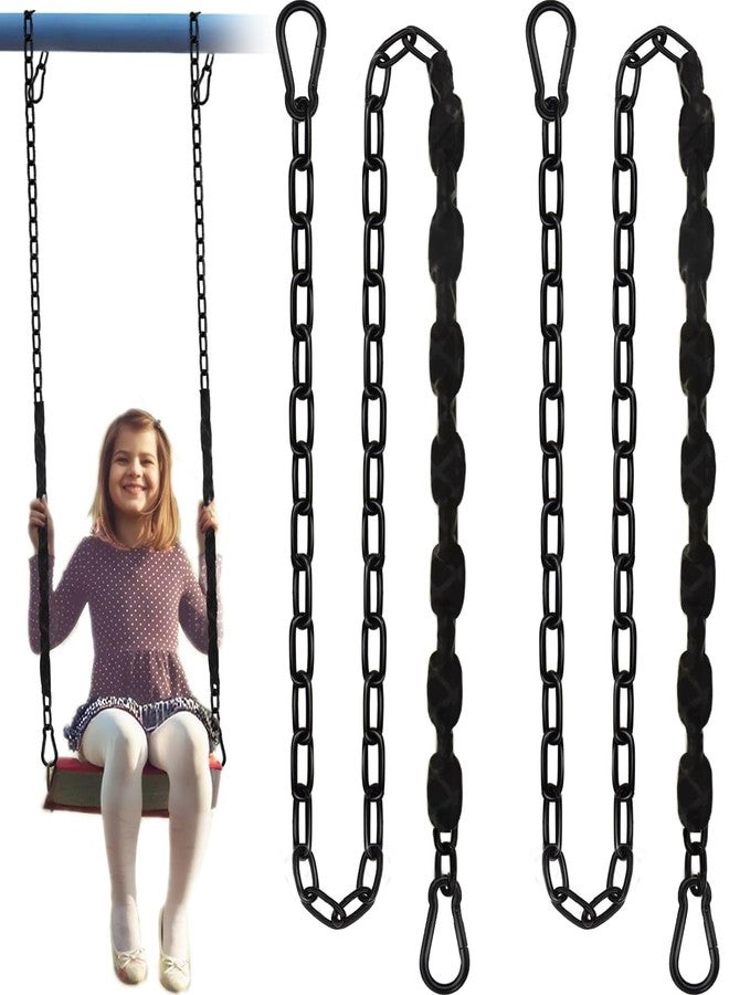Gelury 2Pcs 84" Hanging Swing Chain with 4 Carabiners, Stainless Steel Chains with PE Sleeve’s Anti-Tangle Safety Design, Heavy Duty Hang Hardware Kit for Hammock Chairs, Punching Bags, 660lb Capacity - Image 1