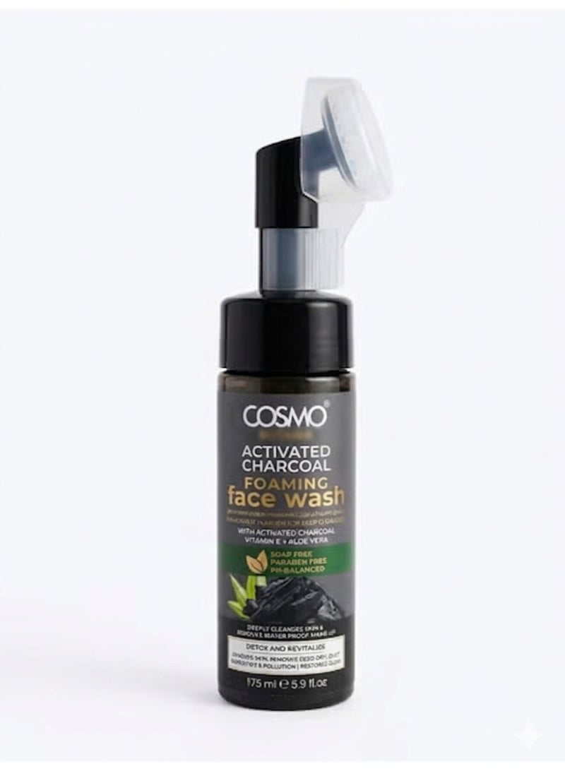 Charcoal Foaming Face Wash With Built In Brush For Deep Cleansing 175 Ml
