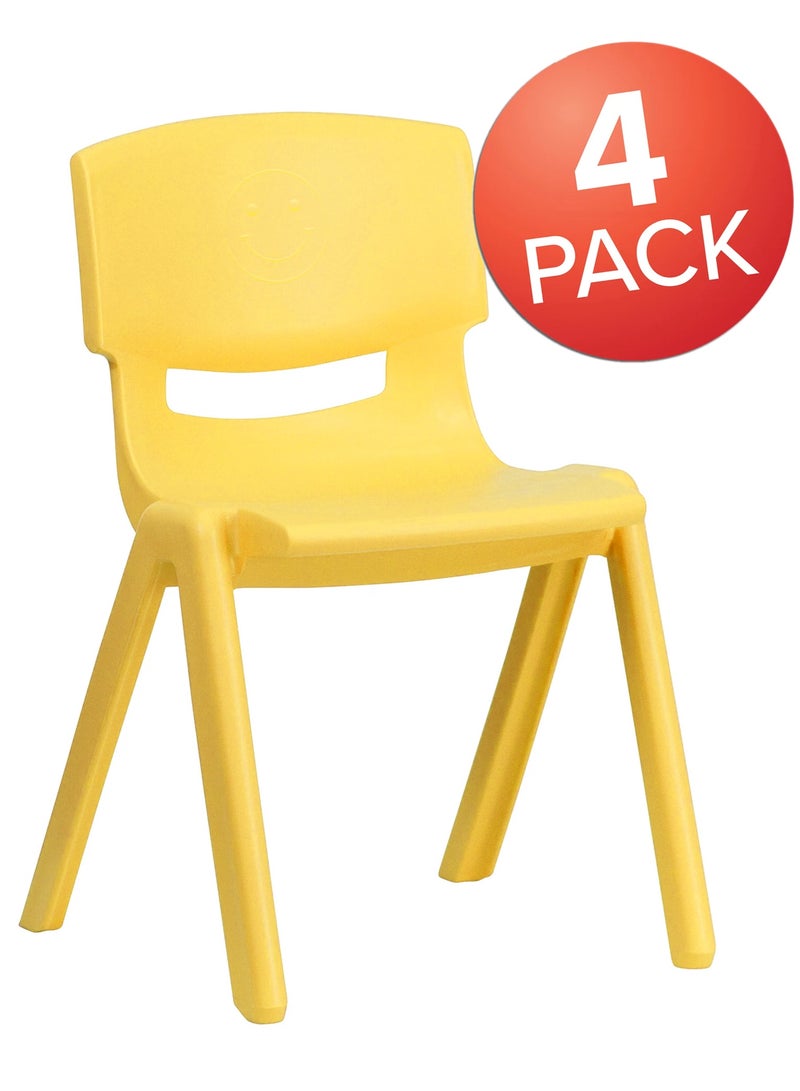 Funz 4 Pieces Funz Stackable Plastic Kids Learning Chairs, 42 X 38 X 61cm, The Perfect Chair for Playrooms, Schools, Daycares and Home, Yellow  - Image 2