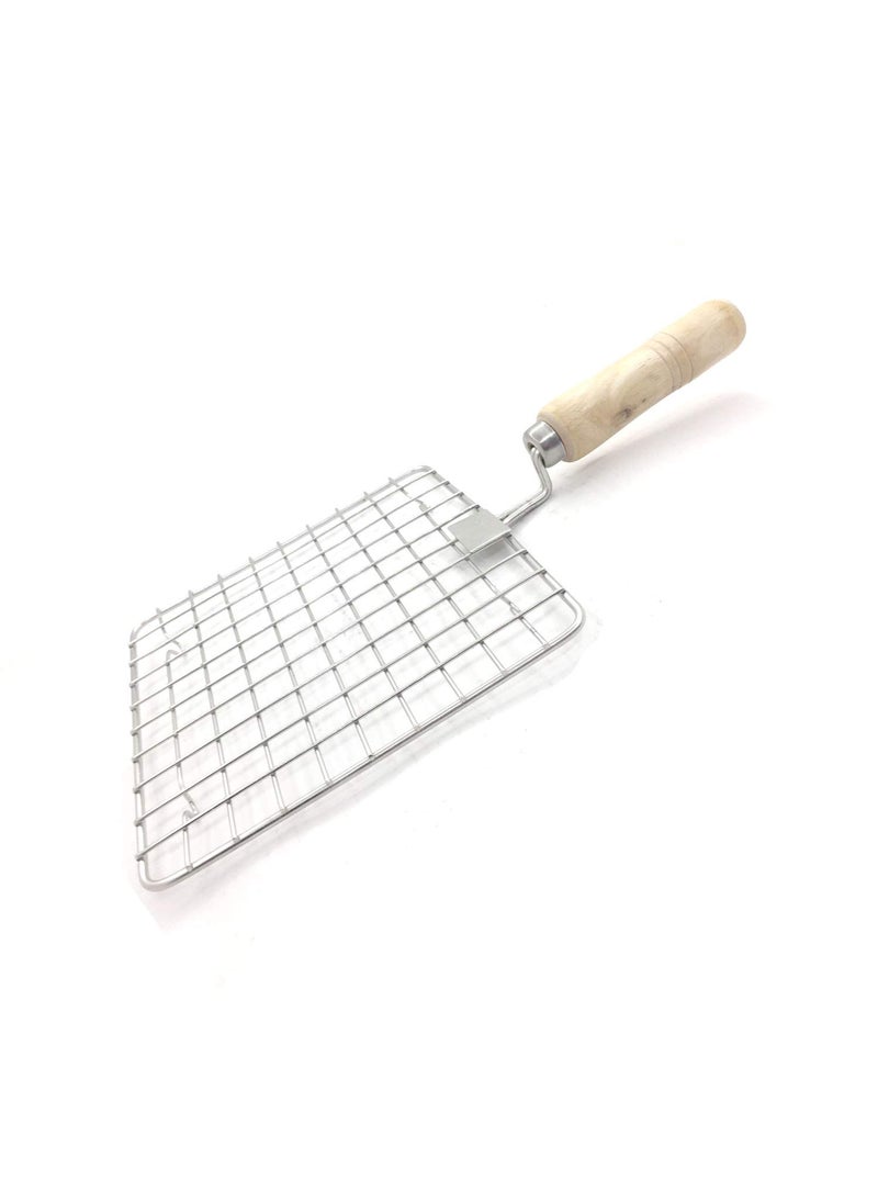 SRIYUG Sriyug Papad Jali Stainless Steel Wire Roaster Rack Papad Jali With Wooden Handle Roasting Net Roast Grill Chapati Toast Roti Papad And More  - Image 1