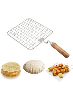 SRIYUG Sriyug Papad Jali Stainless Steel Wire Roaster Rack Papad Jali With Wooden Handle Roasting Net Roast Grill Chapati Toast Roti Papad And More  - Image 2