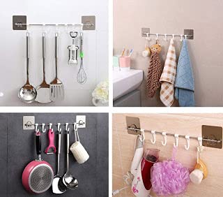 Zaffron Magic Sticker Series Self Adhesive Bathroom Towel Hanger Hook Kitchen Hanger Hooks (6 Hooks) - Image 5