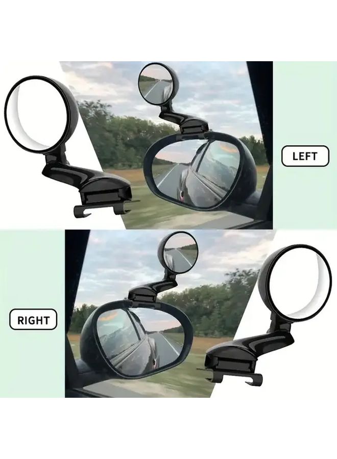 3 Inch Large Wide Angle Convex Car Blind Spot Mirror with 360 Degree Rotation Fit Left Side Mounting Plug and Play Installation for Trailers Towing SUVs Trucks Enhanced Rearview Extension Reverse Assist Mirror Compatible Black - Image 2