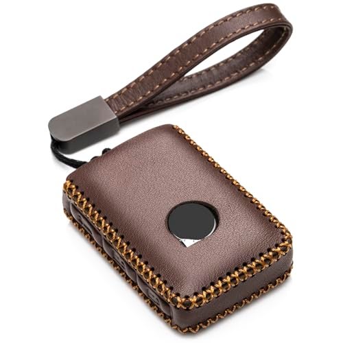 Vitodeco Genuine Leather Smart Key Fob Case Compatible with Volvo XC40, XC60, XC90, S90, S60, V60, V90 2019-2025 (4-Button, Brown) - Image 1