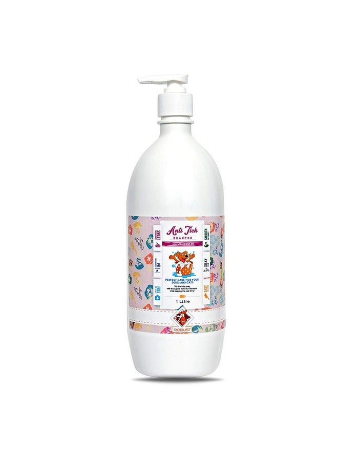 ROBUST Anti Tick Shampoo For All Pets (1L) | Effective Tick Removal And Conditioning With Jojoba Oil | Keep Your Pet Tick-Free And Coat Shiny  - Image 1