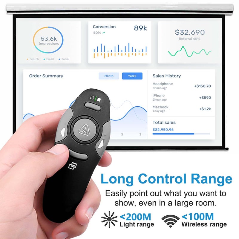 VOVIGGOL USB/Type-C 2 in 1 Presentation Clicker for PowerPoint Presentation Remote, 2.4GHz Wireless Presenter Remote USB Google Slide Advancer PPT PowerPoint Clicker for Mac, Computer, Laptop - Image 5