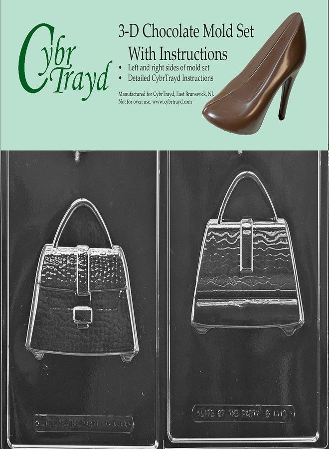Cybrtrayd D111AB 3D Purse Chocolate Candy Mold Bundle with 2 Molds and Exclusive Cybrtrayd Copyrighted 3D Chocolate Molding Instructions by CybrTrayd