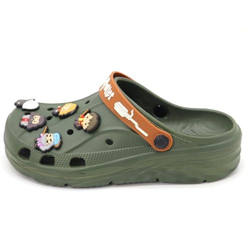 SVAAR x Harry Potter Men's Magical Clogs with 10 Authentic Harry Potter Charms Included and Adjustable Back Strap Olive Green - Image 5