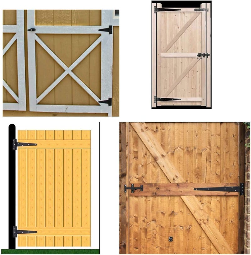 MLHpeak T-Strap Shed Hinge Gate Strap Heavy Duty Hinge Door Barn Gates Hinges (6, 8 inch) - Image 5