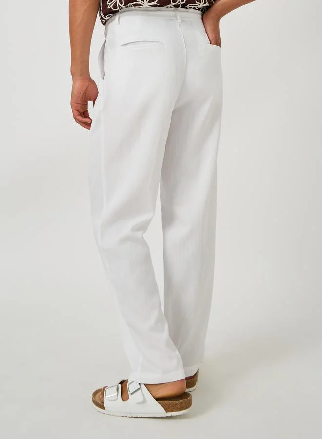 Styli Styli Textured Pleated Tapered Fit Trousers