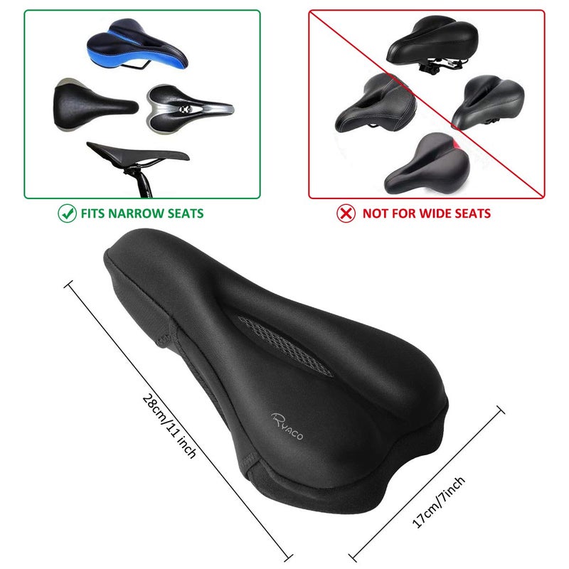 Ryaco Gel Bike Seat Cushion Cover - Breathable Comfortable Bicycle Saddle Cover Black with Water&Dust Resistant Cover Fits Spin, Stationary Exercise Bike, Outdoor or Indoor Cycling - Image 4