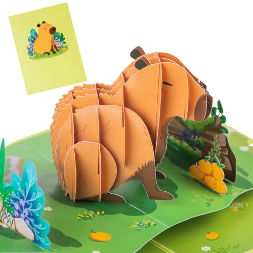 Rykamia Capybara Pop Up Card, Blank Capybara Greeting Card, Capy 3D Card, All Occasion Cute Capy Greeting Card, Animal Greeting Card, Capybara Birthday Card, Capybara Card 3D, Capybara Pop Up Card - Image 1