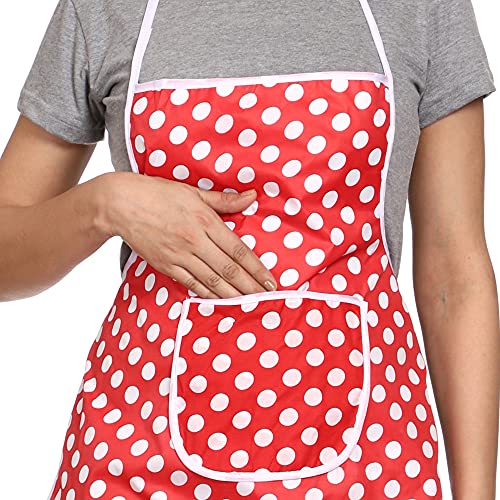 JMi Polyester Fabric Polka Dot Waterproof Apron with Long Ties & Multipurpose Large Pocket Free Size For Cooking Dusting Home Kitchen Restaurant Multipurpose for Men & Women Unisex Apron. (Pack of 2) - Image 2