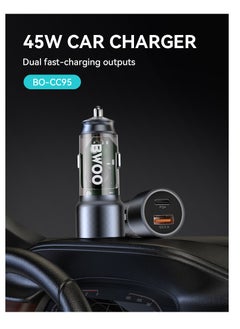 BWOO Bwoo Fast Car Charger, 45W USB-C Car charger 2 Ports Transparent & Grey  - Image 5