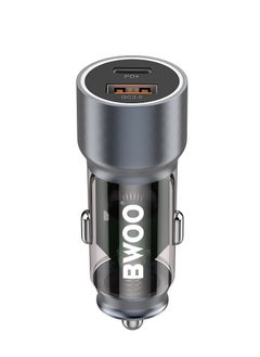 BWOO Bwoo Fast Car Charger, 45W USB-C Car charger 2 Ports Transparent & Grey  - Image 2