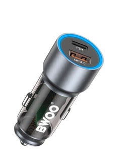 BWOO Bwoo Fast Car Charger, 45W USB-C Car charger 2 Ports Transparent & Grey  - Image 1