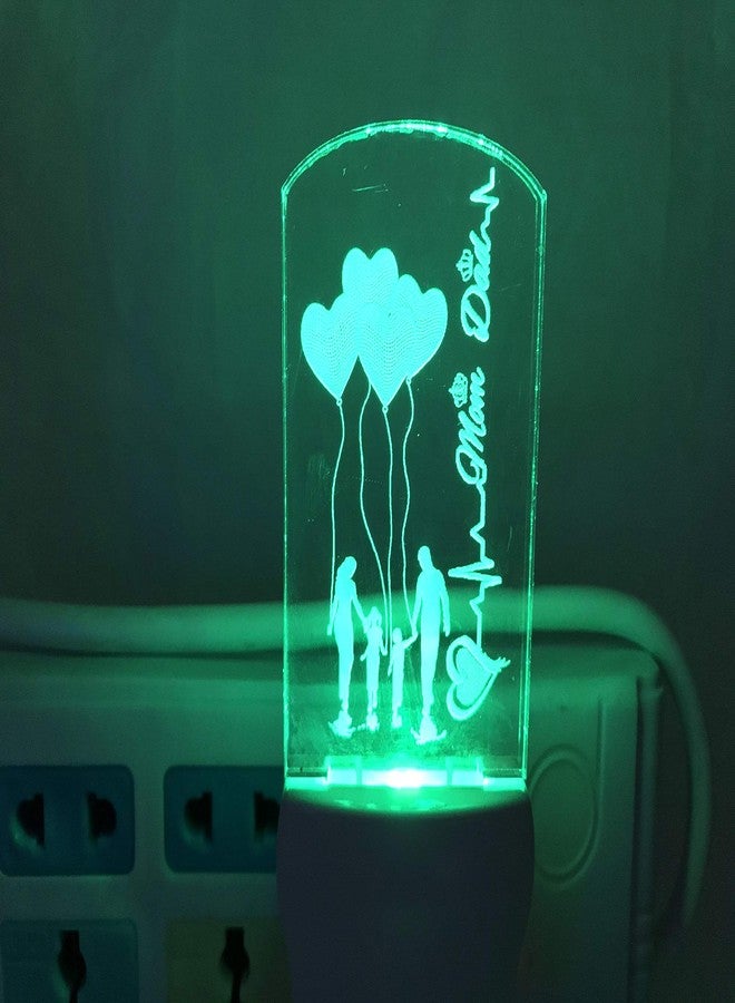 UKANI 3D Mom and Dad Acrylic Night Lamp with 7 Color Changing Light (4 Inch, Multicolour) - Image 5
