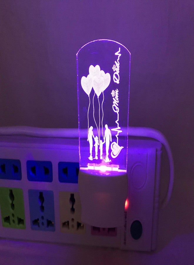 UKANI 3D Mom and Dad Acrylic Night Lamp with 7 Color Changing Light (4 Inch, Multicolour) - Image 1