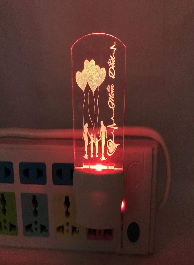 UKANI 3D Mom and Dad Acrylic Night Lamp with 7 Color Changing Light (4 Inch, Multicolour) - Image 3