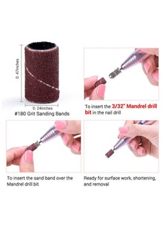 KHAJUL 100PCS Grit Nail Files, Nail Drill Bits for Electric Nail Files Nail Drill Machine, To Polish Art Acrylic Gel Fake Nails (Brown)  - Image 2