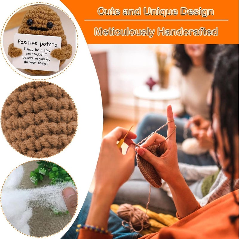 Ompinda Positive Crochet Dolls Keychain, Funny Knitted Dolls Key Ring with Positive Cards Emotional Support Crochet Gift for Women or Lovers Birthday/Mother's Day - Image 3