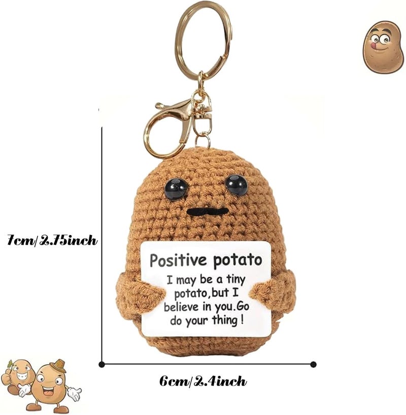 Ompinda Positive Crochet Dolls Keychain, Funny Knitted Dolls Key Ring with Positive Cards Emotional Support Crochet Gift for Women or Lovers Birthday/Mother's Day - Image 2