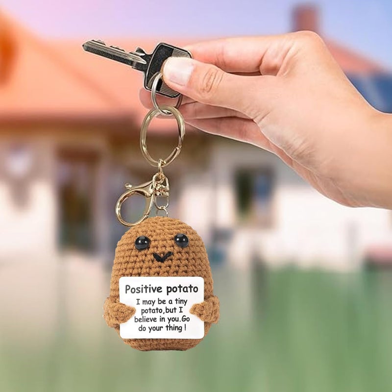 Ompinda Positive Crochet Dolls Keychain, Funny Knitted Dolls Key Ring with Positive Cards Emotional Support Crochet Gift for Women or Lovers Birthday/Mother's Day - Image 5