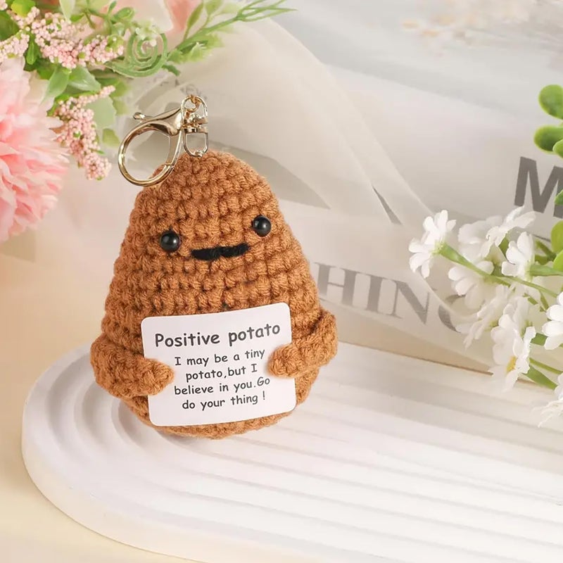 Ompinda Positive Crochet Dolls Keychain, Funny Knitted Dolls Key Ring with Positive Cards Emotional Support Crochet Gift for Women or Lovers Birthday/Mother's Day - Image 4