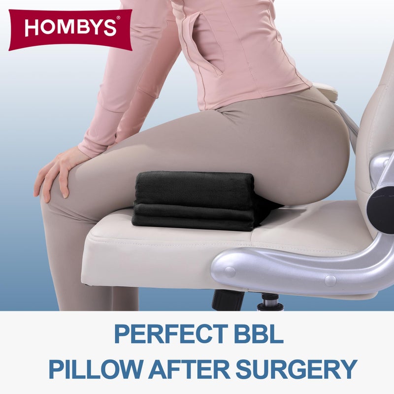 HOMBYS Adjustable Height BBL Pillow After Surgery for Sleeping,High Density Foam BBL Recovery Pillow for Sitting After Surgery, Durable Butt Pillows for Car Seats, Office and Home Chairs (Black) - Image 2
