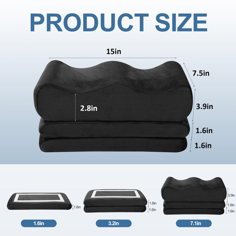 HOMBYS Adjustable Height BBL Pillow After Surgery for Sleeping,High Density Foam BBL Recovery Pillow for Sitting After Surgery, Durable Butt Pillows for Car Seats, Office and Home Chairs (Black) - Image 3