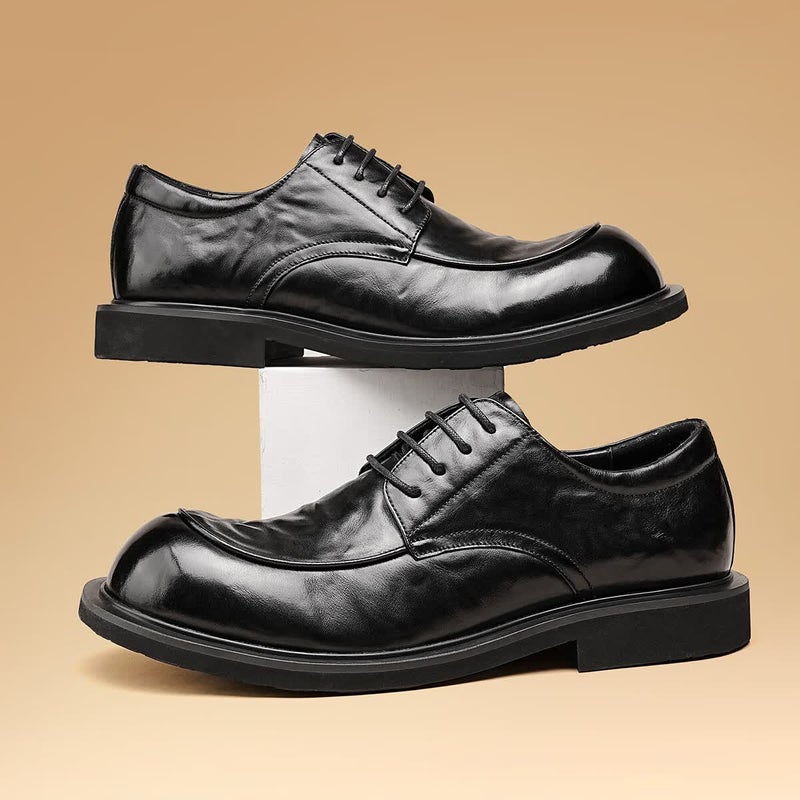 JD Jing Zao St&Sat Men's Shoes, Top-Grain Leather, Formal Business Dress Shoes, Lace-Up, Commuter-Friendly, Lightweight Casual Leather Shoes for Men, Black, Size 40 - Image 3