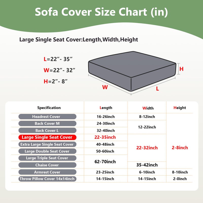 Yoovat Couch Cushion Covers for Sofa Couch Covers Wear-Resistant Universal Sofa Cover Washable Stretch for Sectional Slipcovers (Texture-Green,Large Single Seat Cover) - Image 3