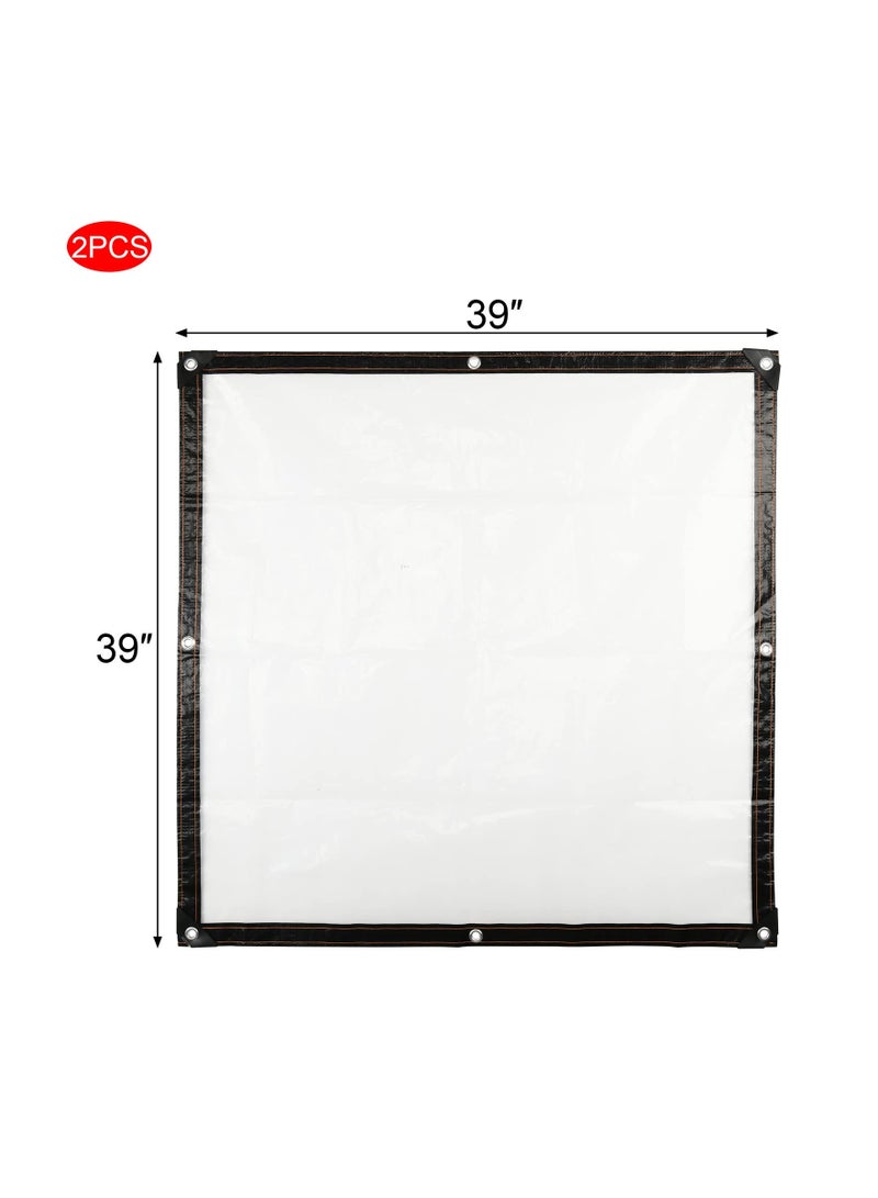 SYOSI Clear Tarp, 2 Pcs 39x39IN Heavy Duty Tarp Cover Waterproof Tarpaulin PVC Tarpaulin with Grommets Multi Purpose for Gardening Camping Traveling UV-Ray Clear Greenhouse Plastic Cover for Garden Patio  - Image 4