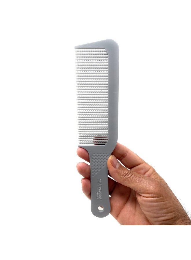 Styling Gear Tyling Gear 401 Extra Large Barber Comb For Flattops Clipper Comb Hair Cutting Long Handle Smooth Thumb Rest Wavy Teeth Heat Resistant Barber Combs Professional Flat Top Comb 1 Pc. (Gray) - Image 1