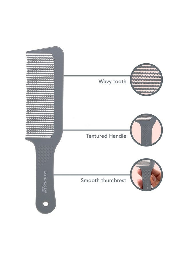Styling Gear Tyling Gear 401 Extra Large Barber Comb For Flattops Clipper Comb Hair Cutting Long Handle Smooth Thumb Rest Wavy Teeth Heat Resistant Barber Combs Professional Flat Top Comb 1 Pc. (Gray) - Image 4