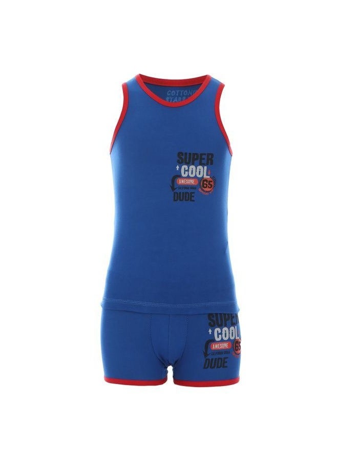 COTTONIL Turbo Underwear Set (Shirt & Boxer) For Boys - Blue  - Image 2