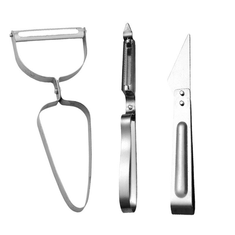 Stainless steel peeler three-piece potato peeler smiley face wipers duck hair clip running Jianghu stall fruit knife Vase planing three-piece set 