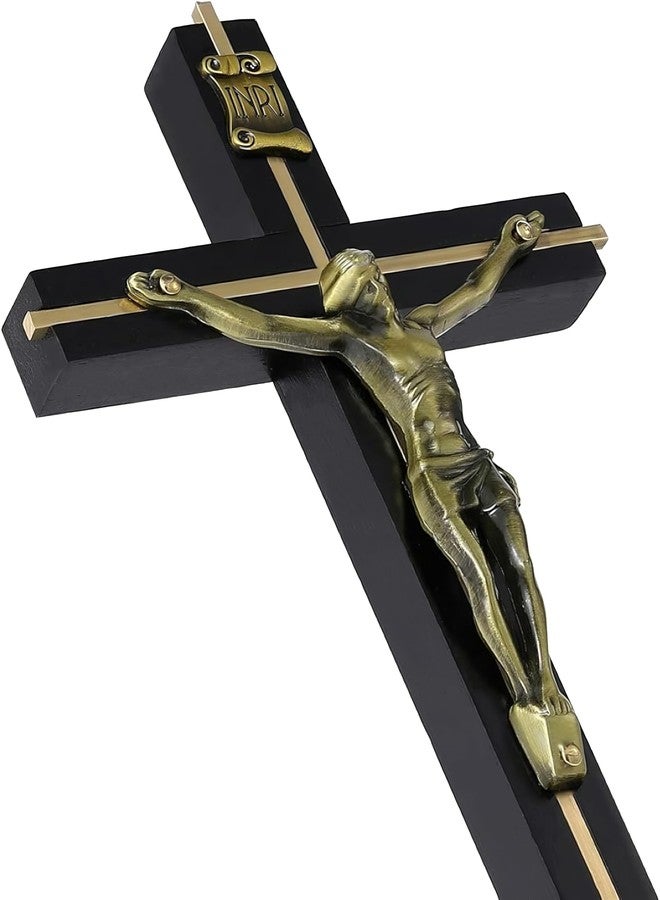 VINETEN Cross | Crucifix Wall Cross | Handmade Black Gold Catholic Wooden Cross Wall Decoration - Image 1