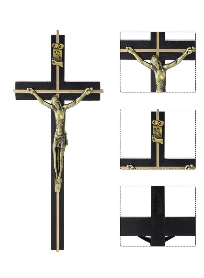 VINETEN Cross | Crucifix Wall Cross | Handmade Black Gold Catholic Wooden Cross Wall Decoration - Image 2