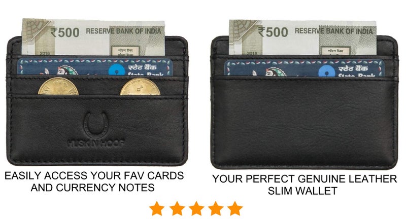 Husk N Hoof RFID Protected Leather Slim Credit Card Holder Wallet for Man Women | Card Holder for Men Woman | Black - Image 5