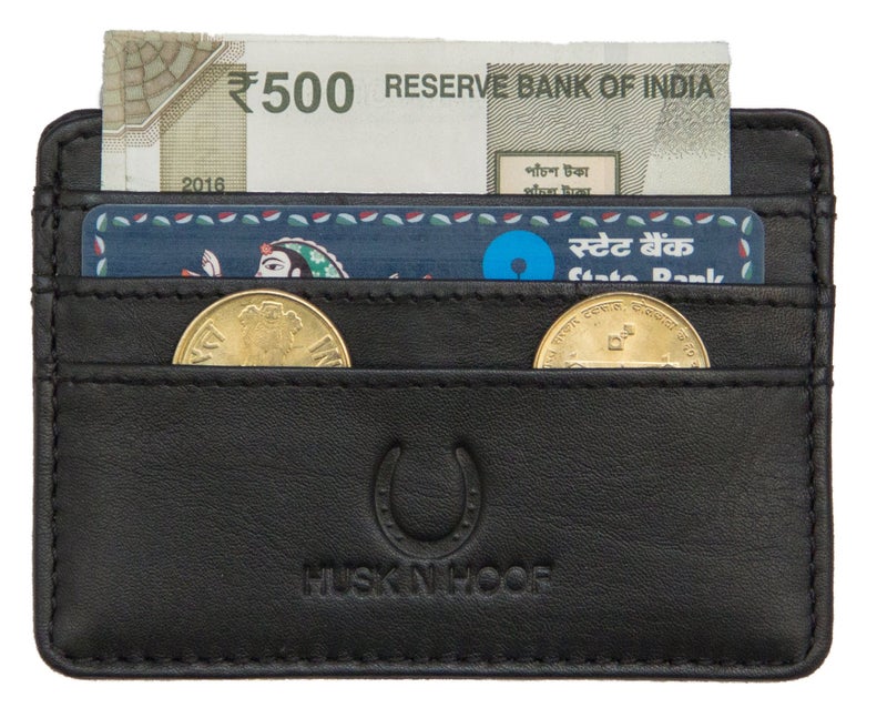 Husk N Hoof RFID Protected Leather Slim Credit Card Holder Wallet for Man Women | Card Holder for Men Woman | Black - Image 3