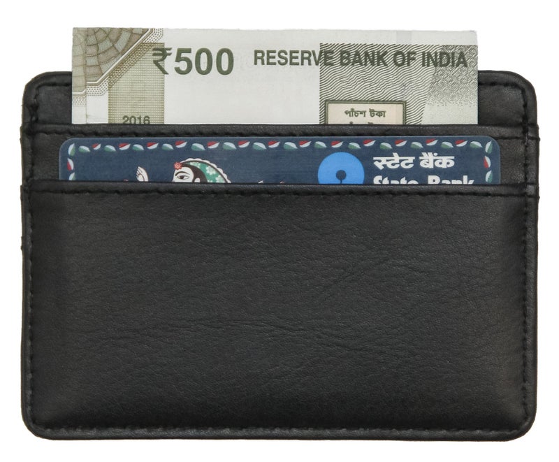 Husk N Hoof RFID Protected Leather Slim Credit Card Holder Wallet for Man Women | Card Holder for Men Woman | Black - Image 4
