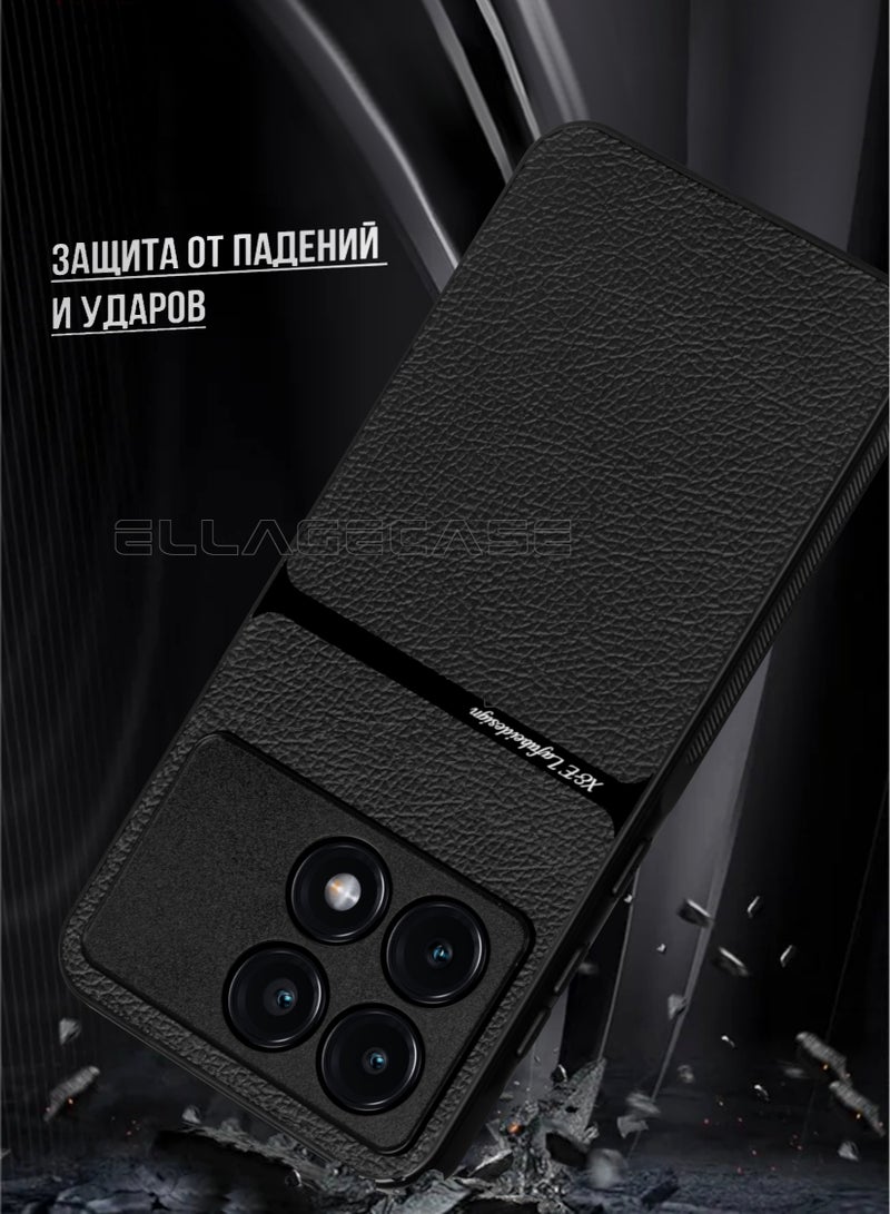 ELLAGECASE حافظة درجة الأعمال لهاتف Xiaomi Poco X6 Pro 5G، رقيقة جداً، مع لوحة مغناطيسية مدمجة، شحن لاسلكي، مقاومة للصدمات، حماية كاملة لعدسة الكاميرا - Image 2