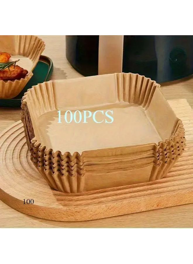 100Pcs Air Fryer Liners Baking Mats Non Stick Square 6 3inch Microwave Safe - Image 1
