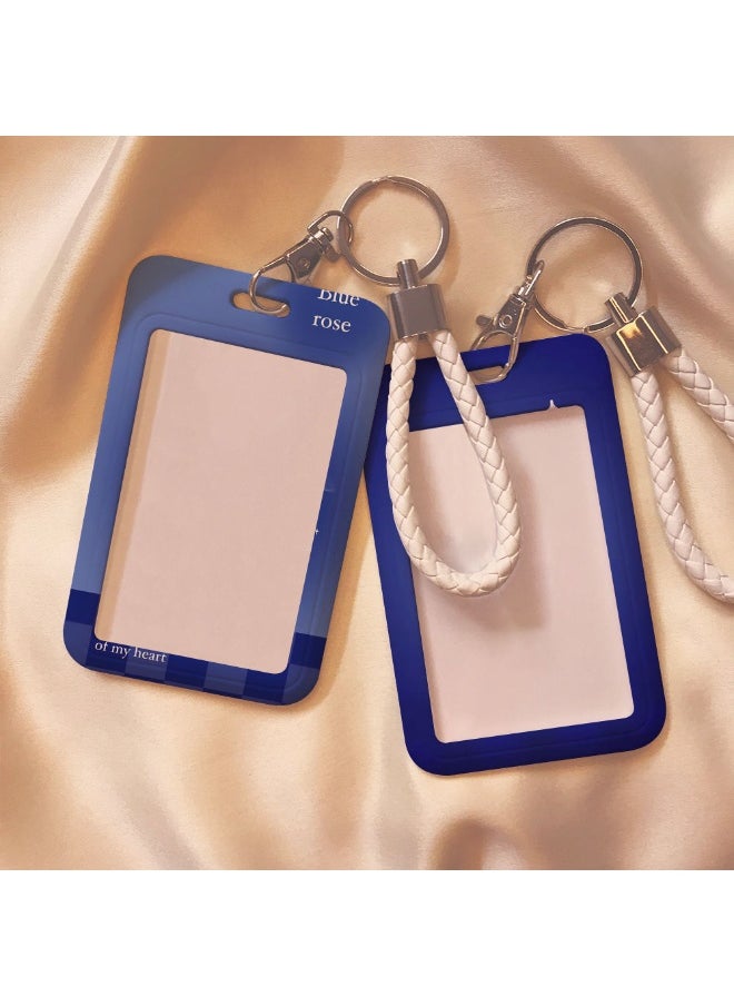 NIBEMINENT 1 - Piece Klein Blue Rose Kpop Photo Card Holder Pendant Key Chain ID Badge Holder ID Card Holder Photo Card Protector for School ID Office ID Access Card for Women Girls  - Image 3