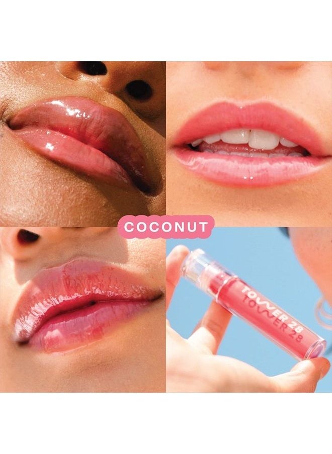 TOWER 28 ShineOn Milky Lip Jelly, COCONUT | Non-Sticky, Vegan Lip Gloss in Milky Rosy Pink | Apricot and Raspberry Seed Oil | Moisturizing, Clean, Cruelty Free  - Image 2