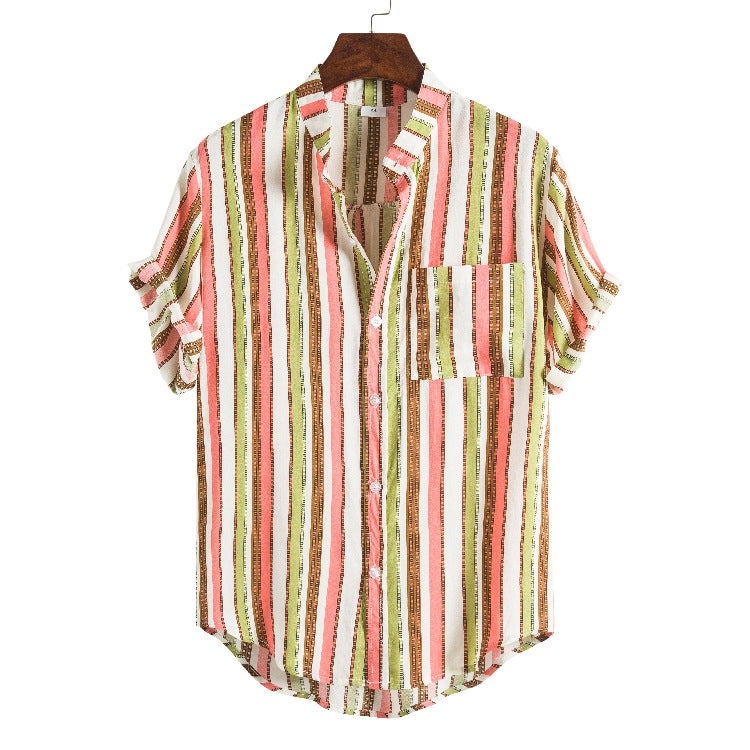 2020 Men'S Shirt Short Sleeve Explosions Lapel Printed Shirt Men'S Hawaiian Shirt Flower Lining - Image 5